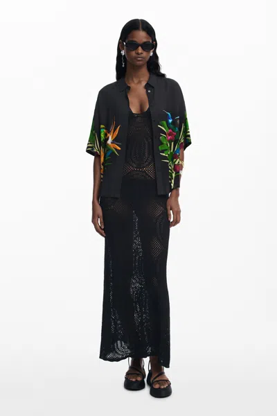 Desigual Hawaiian Shirt In Black