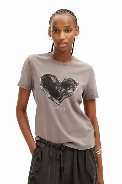 Desigual Heart Basic T-shirt In Black