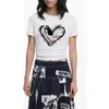 Desigual Heart Cotton Graphic T-shirt In White