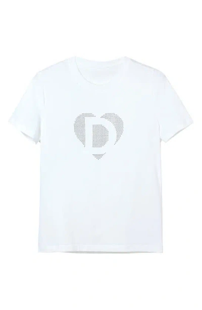 Desigual Heart Embellished Cotton T-shirt In White