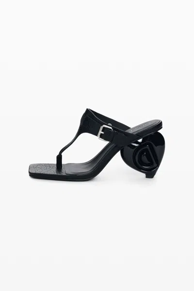 Desigual Heeled Sandal Leather Effect In Black