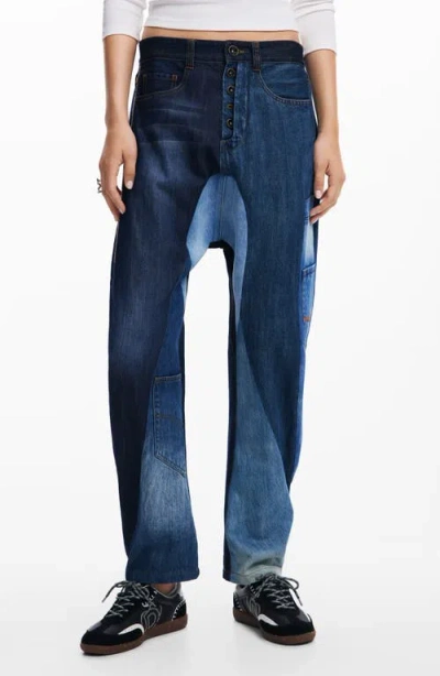 Desigual Herita Straight Leg Jeans In Blue