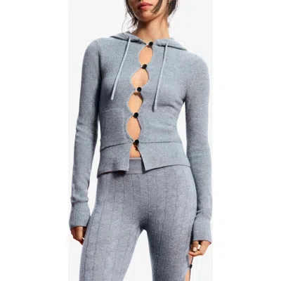 Desigual Hooded Cashmere Blend Cardigan In Gray
