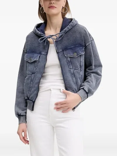 Desigual Hooded Denim Jacket In Blue