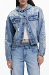 Desigual Hooded Denim Jacket In Multi