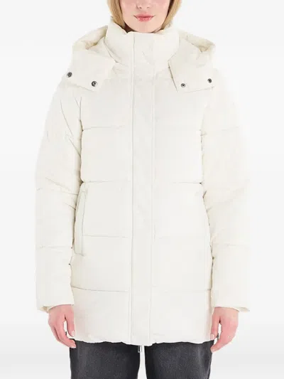 Desigual Hooded Padded Coat In Neutral