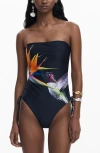 Desigual Hummingbird One-piece Swimsuit In Black