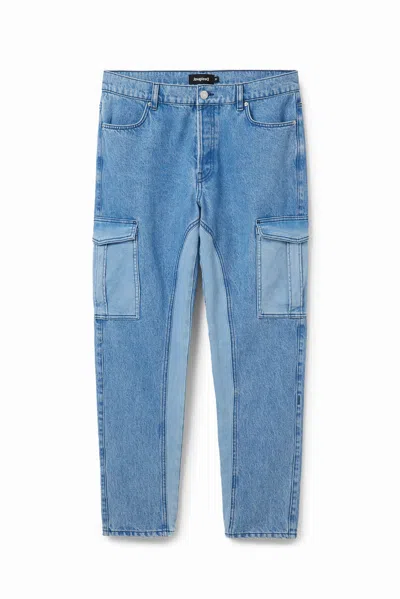 Desigual Hybrid Cargo Trousers In Blue
