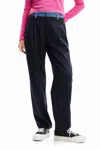 DESIGUAL HYBRID TAILORED TROUSERS IN ANTHRACITE/DENIM