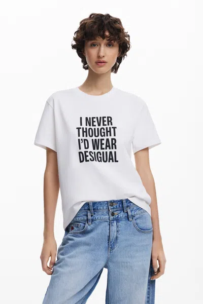 Desigual "i Never Thought" T-shirt In White