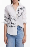 Desigual Ink Letter Button-up Shirt In White