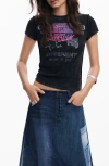 Desigual Painted Short-sleeve T-shirt In Black