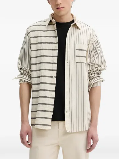 Desigual Jack Patch-pocket Striped Shirt In White