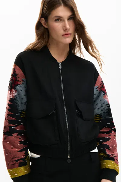 Desigual Jacket Sleeves Patch In Black