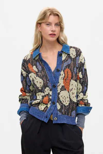 Desigual Jacquard Jumper With Shirt Collar In Multi