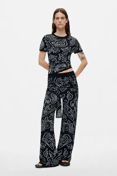 Desigual Jacquard Knit Trousers In Multi