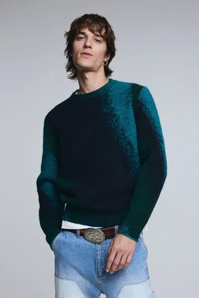 Desigual Jacquard Splatter Sweater In Blue