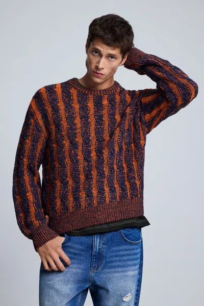 Desigual Jacquard Sweater In Brown