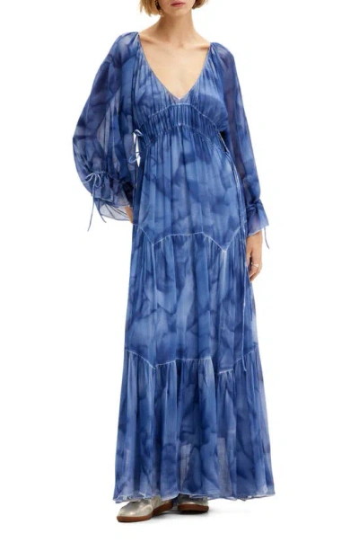 Desigual Jamila Tie Dye Maxi Dress In Blue