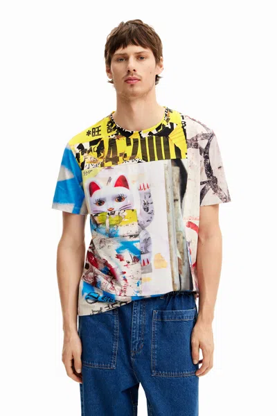 Desigual Japan Street T-shirt In White