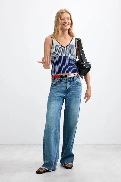 Desigual Jeans Pants 100% Cotton In Blue