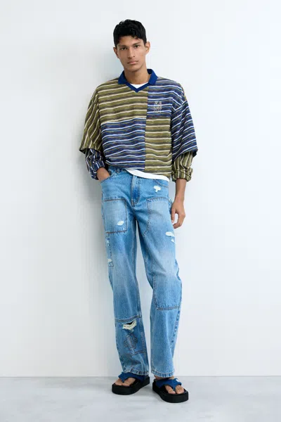 Desigual Jeans Trousers Seams In Blue