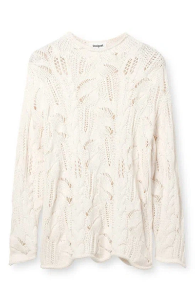 Desigual Jers Milano Oversize Sweater In White