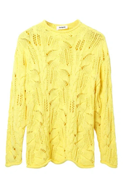 Desigual Jers Milano Oversize Sweater In Yellow