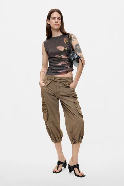 Desigual Jogger Pants Pockets 100% Cotton In Brown