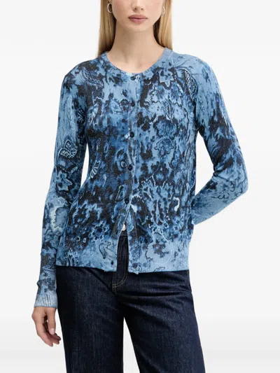 Desigual Kassidy Patterned Cardigan In Blue