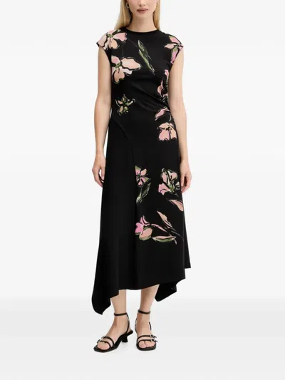 Desigual Katrina Floral Gathered Dress In Black