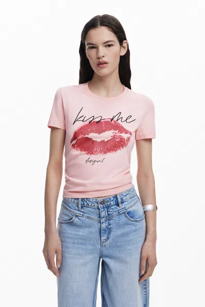 Desigual "kiss Me" T-shirt In Red