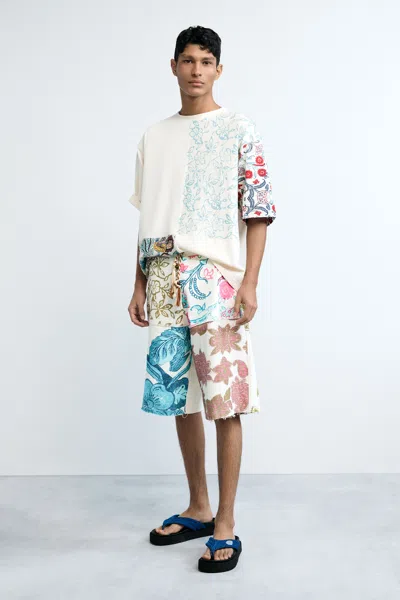 Desigual Knit Bermuda Flowers In Multi