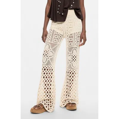 Desigual Knit Cotton Pants In Neutral