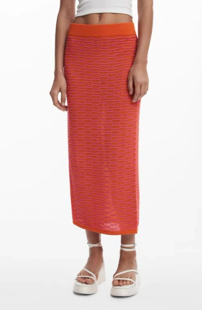 Desigual Knit Cover-up Midi Skirt In Brown