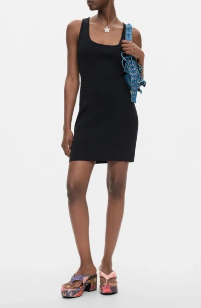 Desigual Knit Crochet Trim Minidress In Black