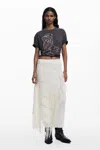 Desigual Mixed Stitch Fringe Maxi Skirt In Material Finishes