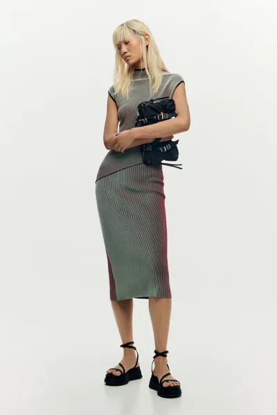 Desigual Knitted Strappy Dress In Green