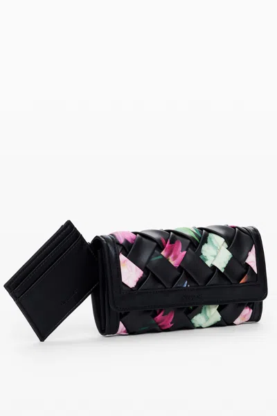 Desigual 編み込みl財布 In Black