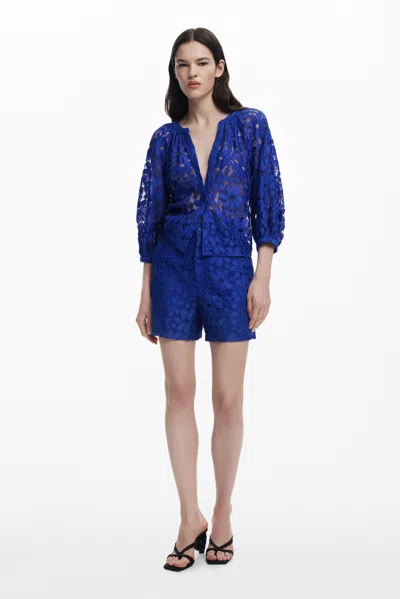 Desigual Lace Shorts In Blue