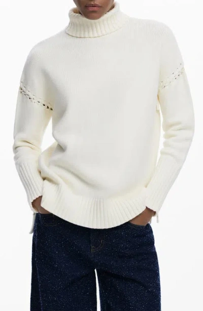 Desigual Laced Sleeve Turtleneck Sweater In Multi