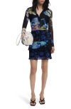 Desigual Lacroix Print Long Sleeve Mixed Media Dress In Multi