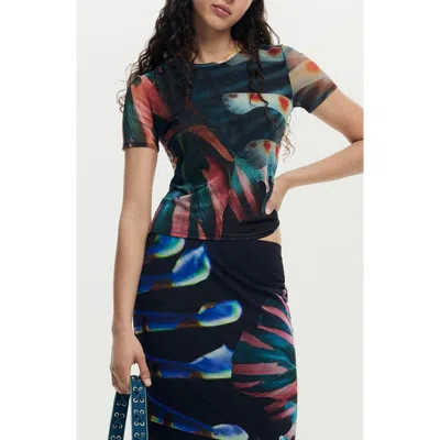 Desigual Lacroix Print T-shirt In Black