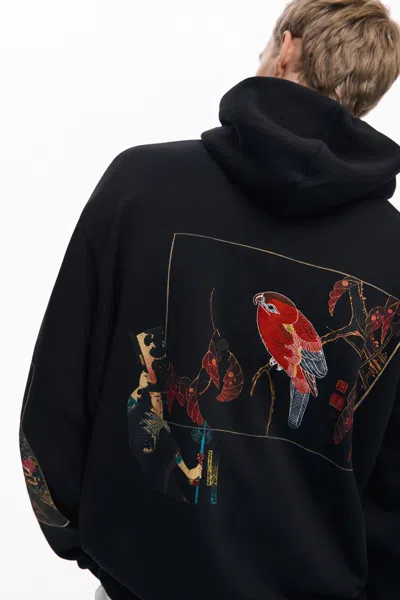 Desigual Landscape Hoodie In Black