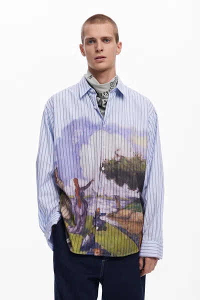 Desigual Landscape Print Shirt In Blue