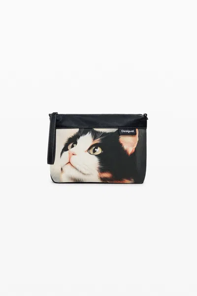 Desigual Large Cat Shopper Bag In Gold