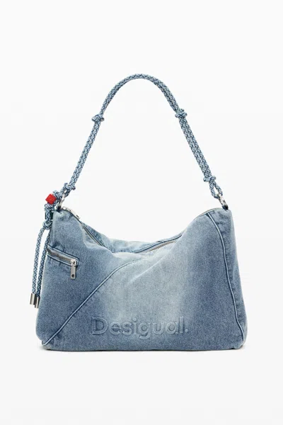 Desigual Large Denim Charms Bag In Blue