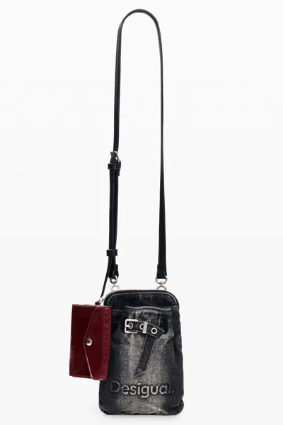 Desigual Large Denim Wallet In Black