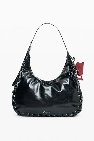 Desigual Large Faux Leather Bag In Black