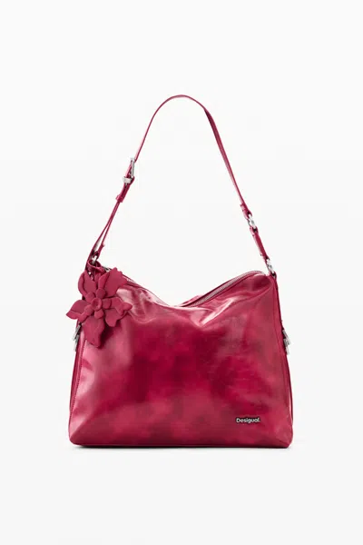 Desigual Large Faux Leather Bag In Red